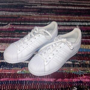 All White Adidas Superstars